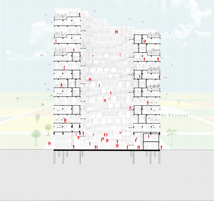 Section of Mashambas Skyscraper by Lipiński and Frankowski