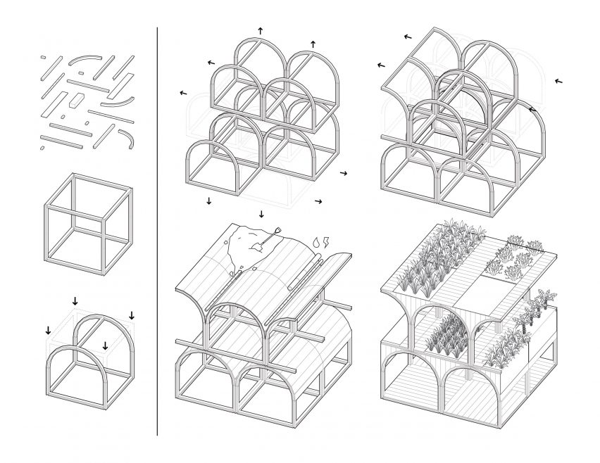 Diagram of modularity of Mashambas Skyscraper by Lipiński and Frankowski