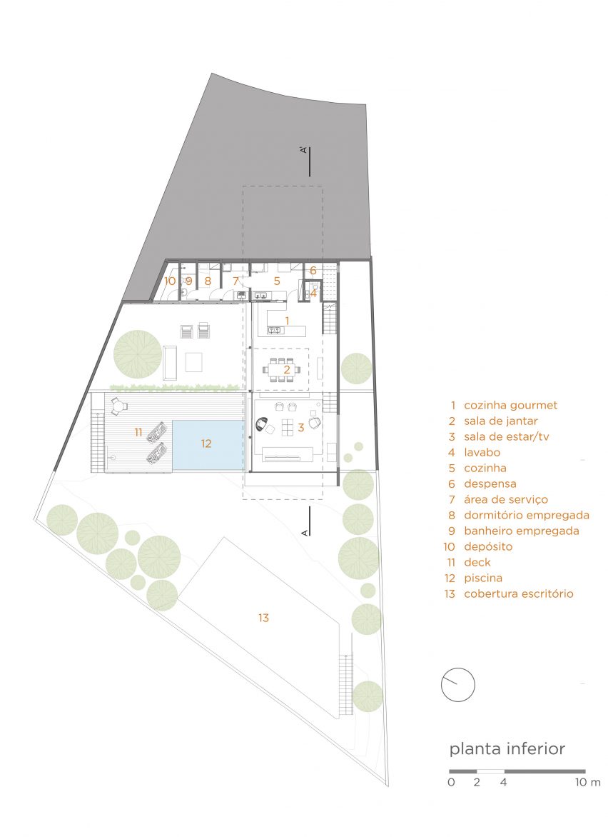 Plan of Mattos House by FGMF Arquitetos