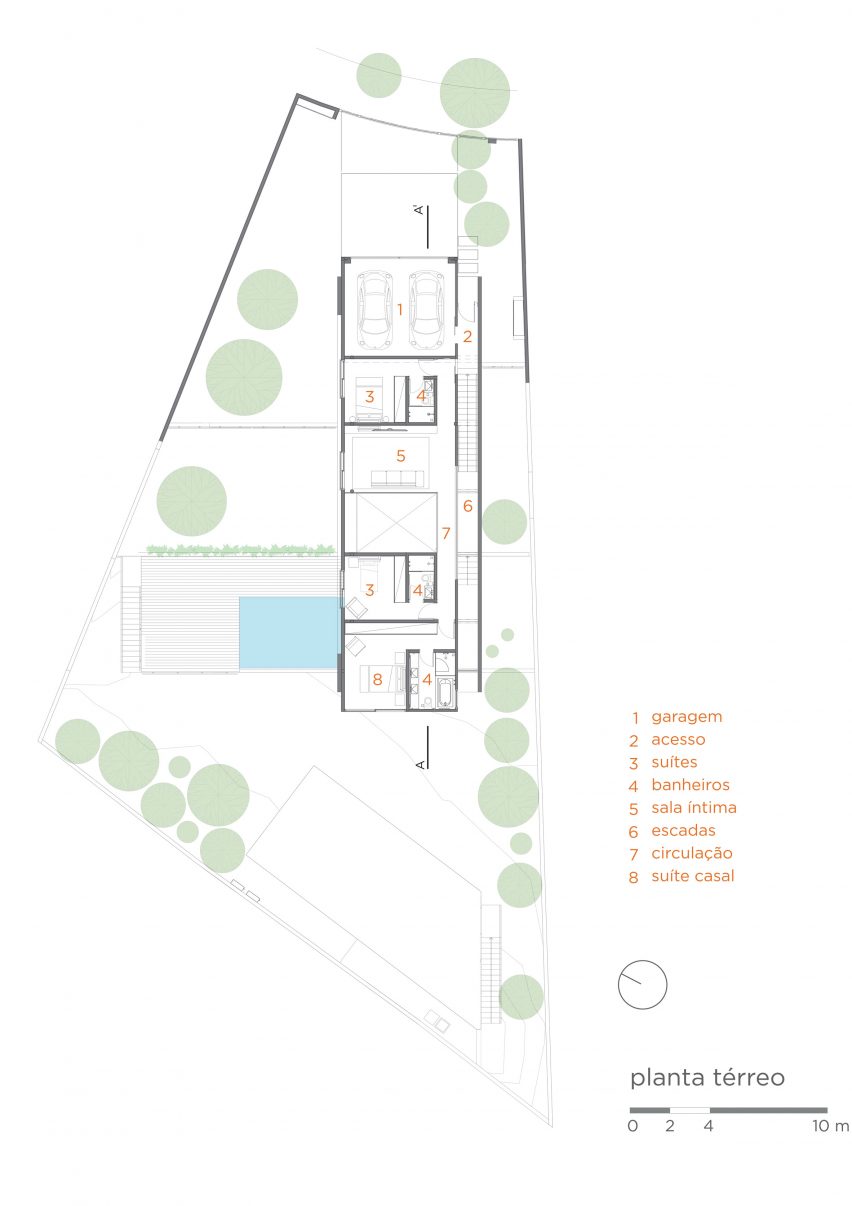 Plan of Mattos House by FGMF Arquitetos
