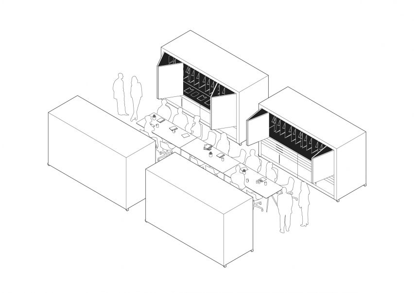 Diagram for office space for three companies by Only If