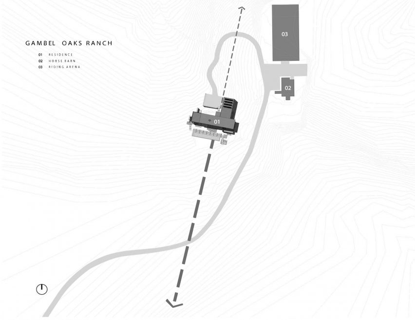 Site plan of Gambel Oaks Ranch by CCY Architects