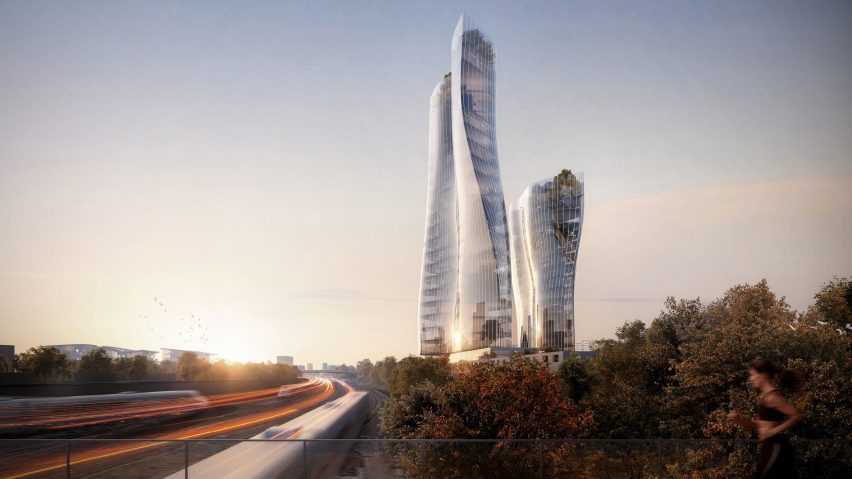MAD and Stefano Boeri propose crinkled towers and vertical forests for Milan’s disused railway yards
