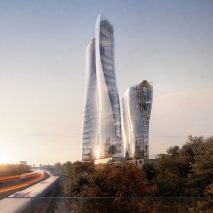 MAD and Stefano Boeri propose crinkled towers and vertical forests for Milan’s disused railway yards