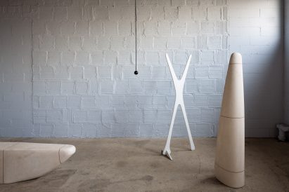 Robert Stadler, PDT (bench); Robert Stadler, Anywhere #2; Isamu Noguchi, Clothes Rack for Martha Graham’s ‘Hérodiade’; Robert Stadler, PDT (mirror)