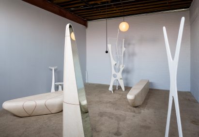 Robert Stadler, PDT; Isamu Noguchi, Chair for Martha Graham’s ‘Hérodiade’; Isamu Noguchi, Mirror for Martha Graham’s ‘Hérodiade’; Robert Stadler, Anywhere #2; Isamu Noguchi, Akari [30A]; Robert Stadler, PDT (bench); Isamu Noguchi, Clothes Rack for Martha Graham’s ‘Hérodiade’; Robert Stadler, PDT (mirror)