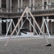 Yuri Suzuki installs giant pendulums in courtyard of Milanese seminary