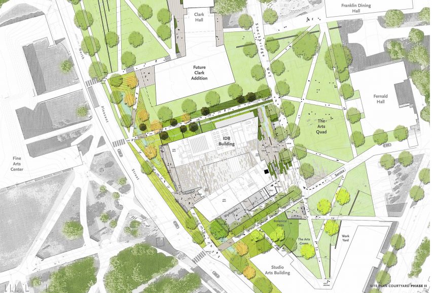 Plan of the University of Massachusetts Amherst's design school by Leers Weinzapfel Associates