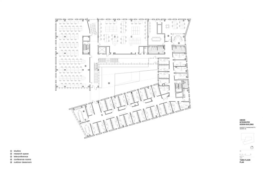 Plan of the University of Massachusetts Amherst's design school by Leers Weinzapfel Associates