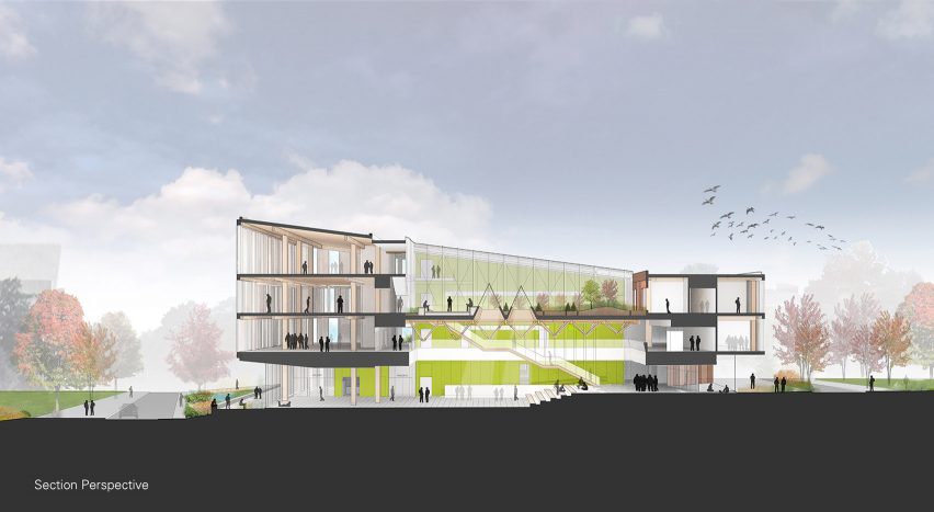 Section of the University of Massachusetts Amherst's design school by Leers Weinzapfel Associates