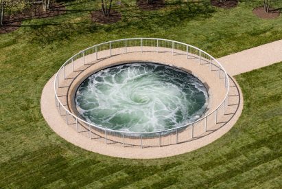 Anish Kapoor's Descension installed in Brooklyn Bridge Park