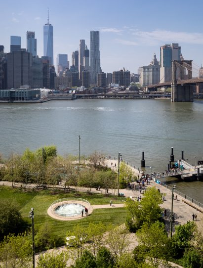 Anish Kapoor's Descension installed in Brooklyn Bridge Park