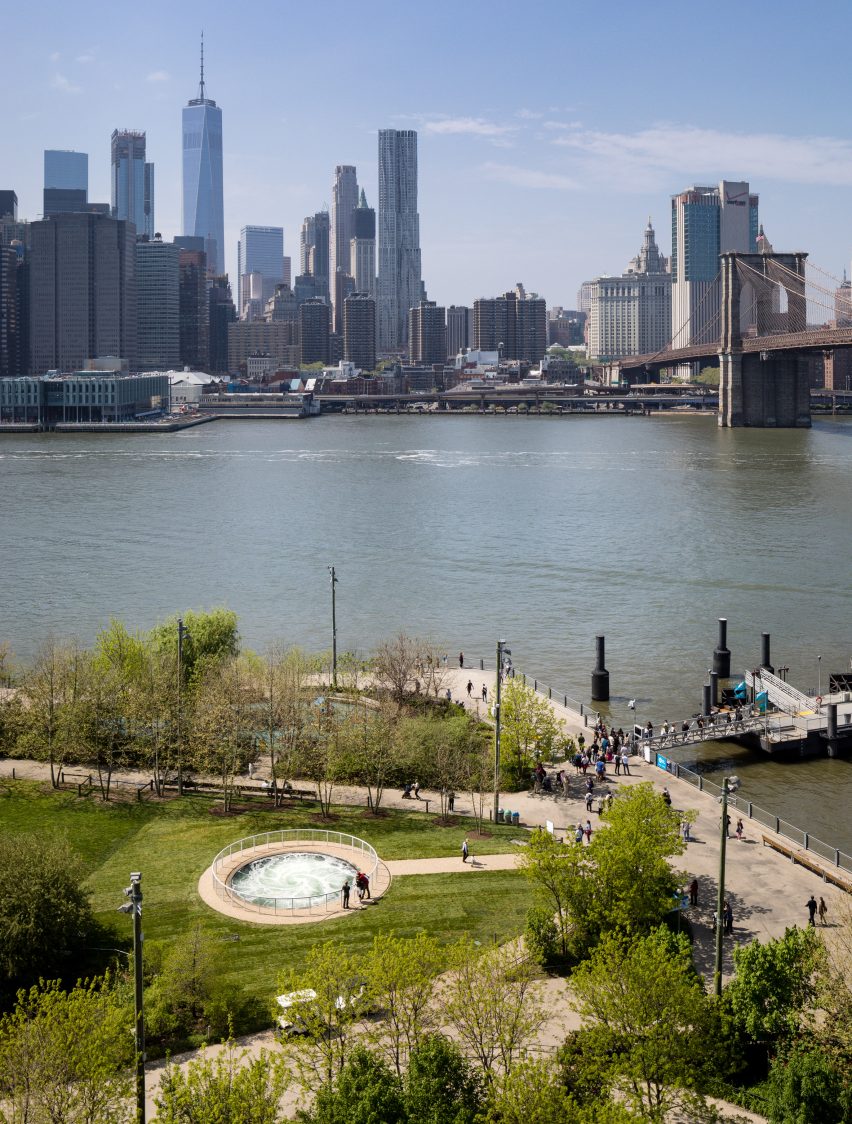 Anish Kapoor's Descension installed in Brooklyn Bridge Park