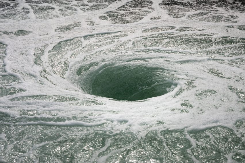 Anish Kapoor's Descension installed in Brooklyn Bridge Park