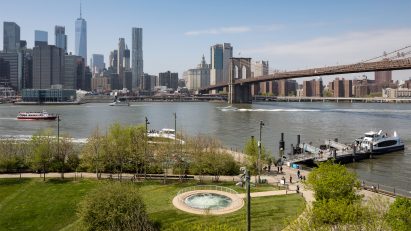 Anish Kapoor's Descension installed in Brooklyn Bridge Park