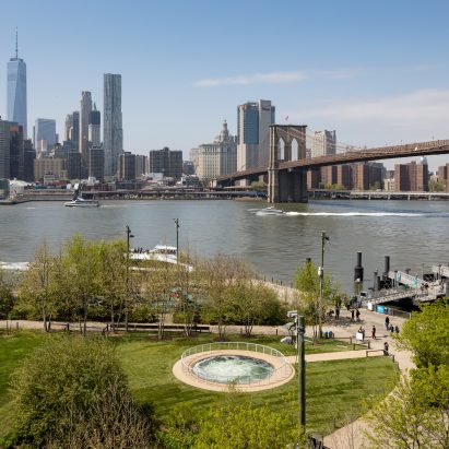 Anish Kapoor's Descension installed in Brooklyn Bridge Park