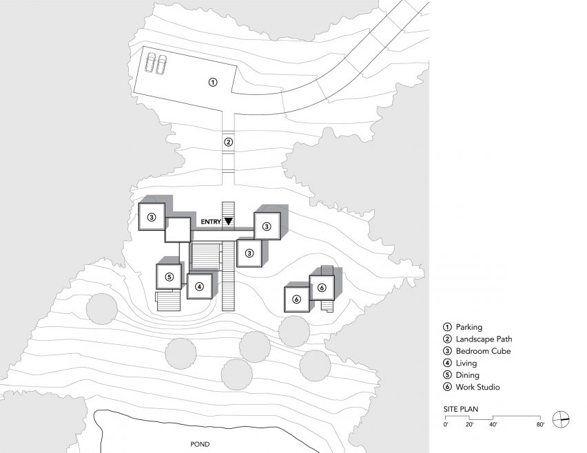 Site plan of Artist Retreat by Gluck +