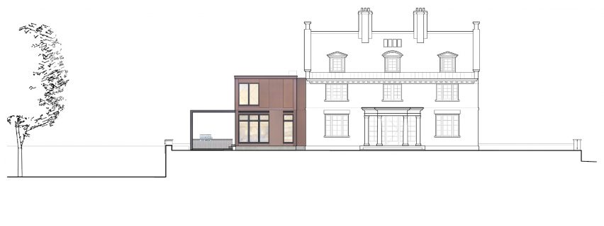 Elevation plan for Cambridge Residence by Stern McCaffery Architects