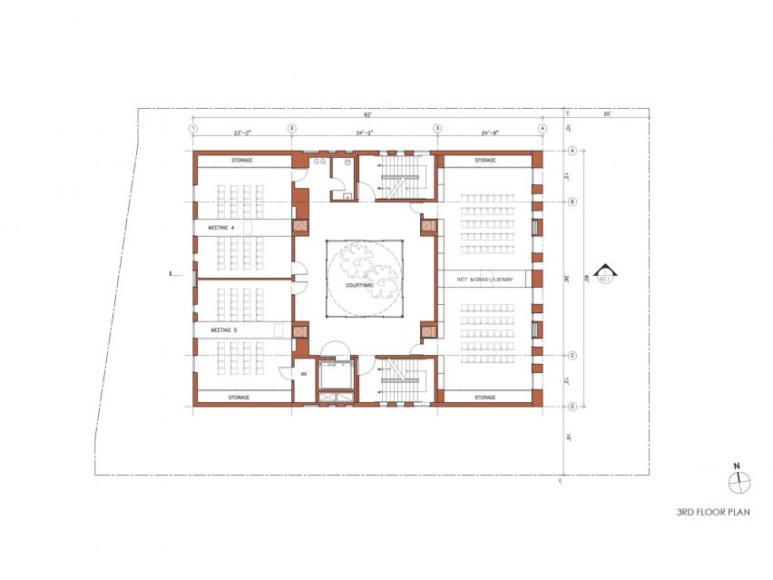 Second floor plan of Center for Jewish Life at Drexel University by Stanley Saitowitz | Natoma Architects Inc.