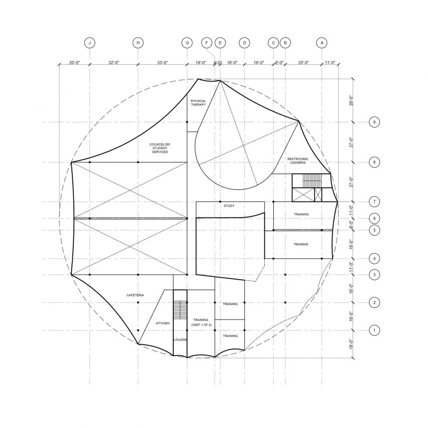 Basement floor plan for Circus Conservatory by Höweler + Yoon Architecture