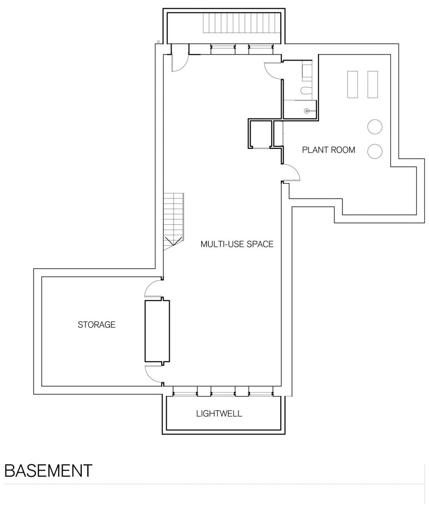 Basement plan of Corbourg residence by Trevor Horne Architects and Philip Goldsmith