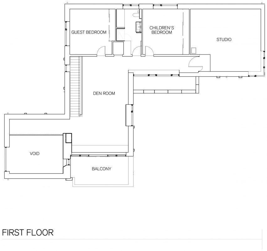First floor plan of Corbourg residence by Trevor Horne Architects and Philip Goldsmith
