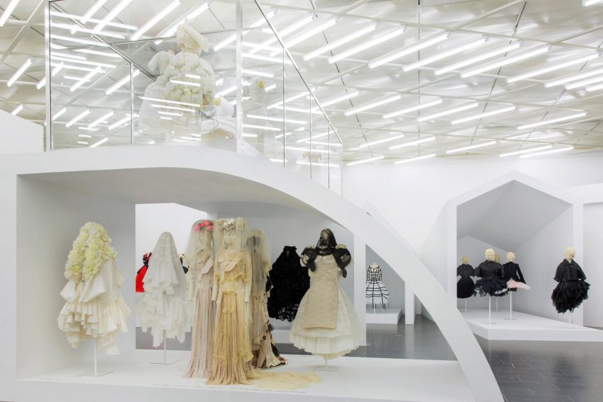 Comme des Garçons fashion exhibition at The Met in New York; Gallery View, Then/Now