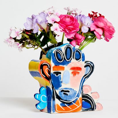 John Booth hand paints abstract faces for Tributes ceramics collection