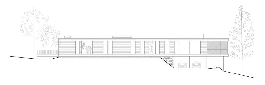 Elevation plan of La Louve by Atelier Pierre Thibault