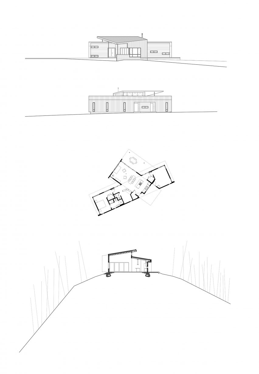 Plans for Ridge House by GriD Architects