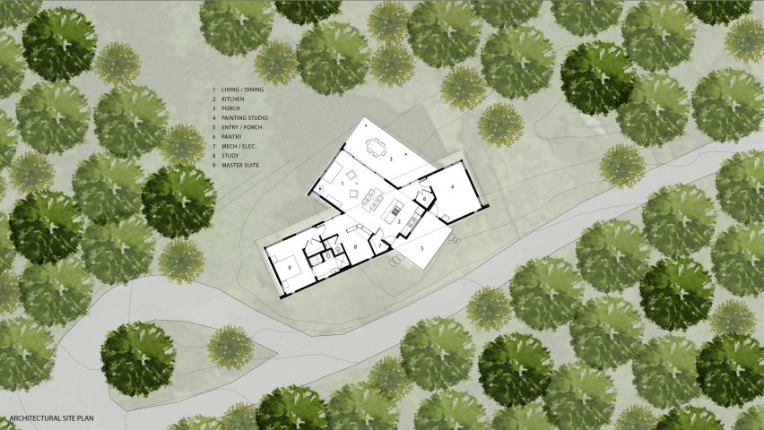 Plan for Ridge House by GriD Architects