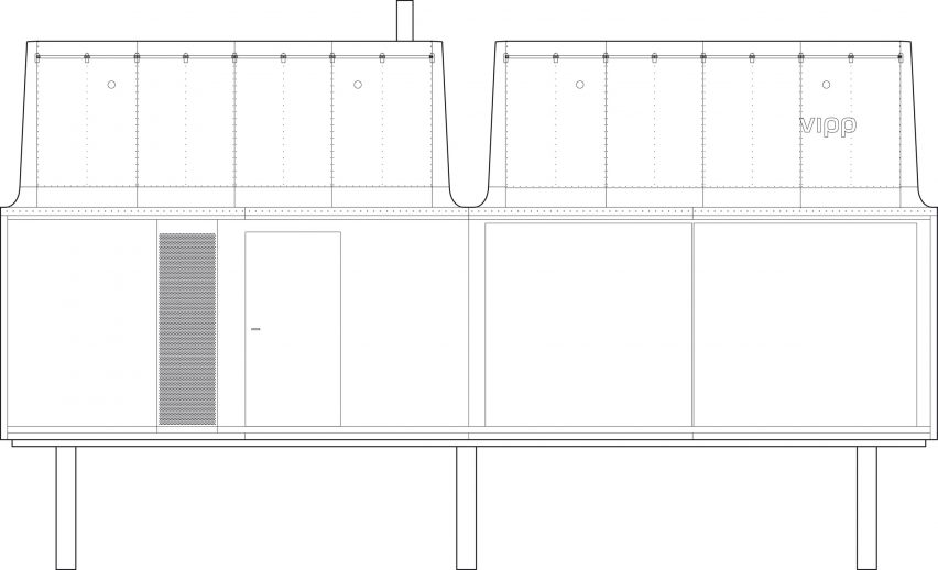 Rear elevation plan for Shelter by Vipp