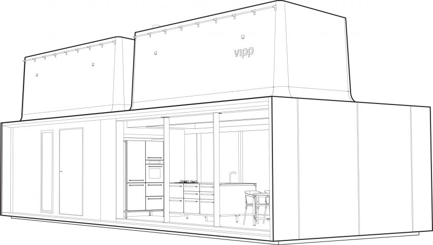 Perspective drawing of Shelter by Vipp