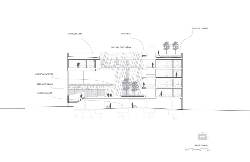 Section plan for The Six by Brooks + Scarpa