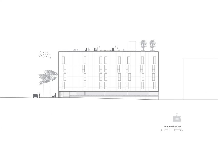 North elevation plan for The Six by Brooks + Scarpa