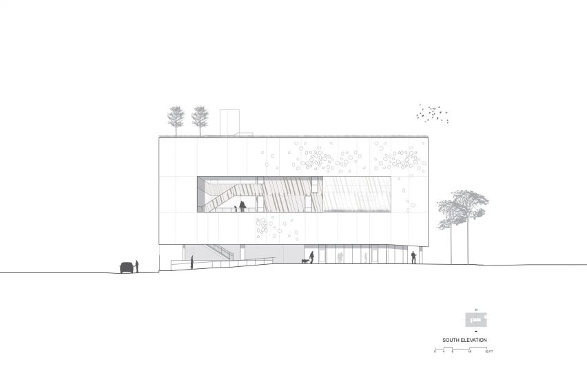 South elevation plan for The Six by Brooks + Scarpa