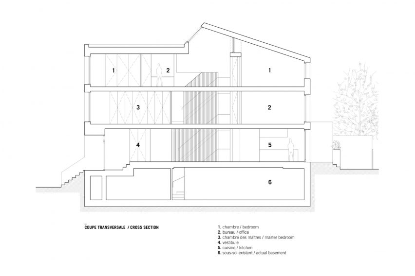 Section plan of Somerville Residence by Naturehumaine