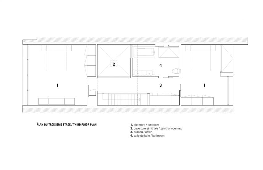 Second floor plan of Somerville Residence by Naturehumaine
