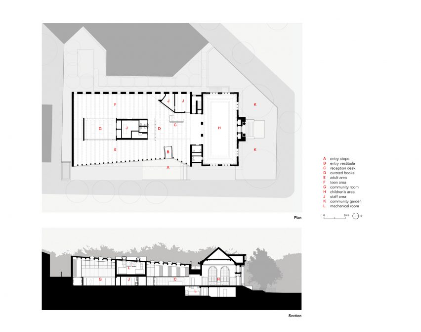 Plans of Stapleton branch of the New York Public Library by Andrew Berman Architects