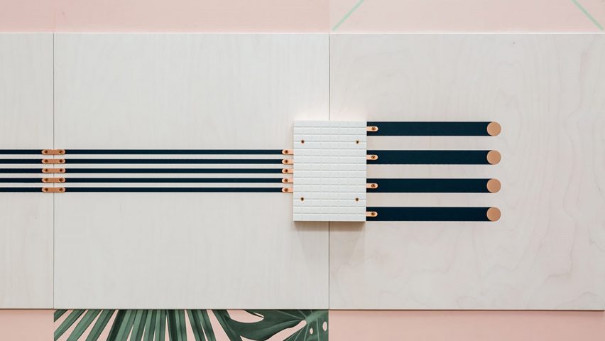 Electric wallpaper connects speakers, lights and fans in installaton by UM Project and Flavor Paper