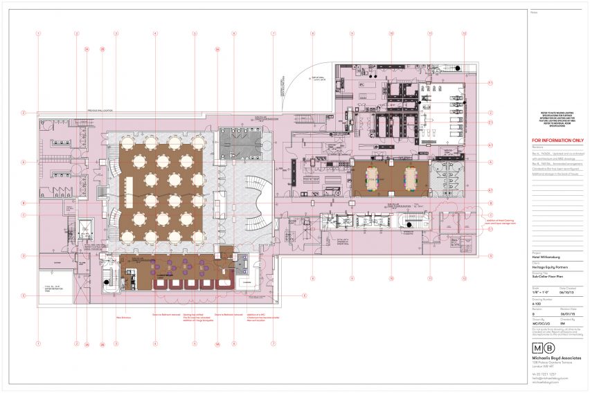 Sub-cellar floor plan of the Williamsburg Hotel by Michaelis Boyd Associates