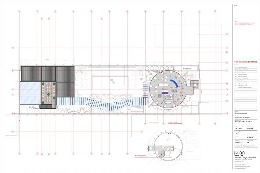 Watertower level floor plan of the Williamsburg Hotel by Michaelis Boyd Associates