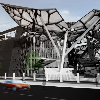 Zoomlion’s shape-shifting exhibition centre features a winged facade