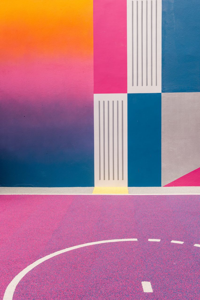 Colourful Paris basketball court, Paris, by Pigalle Duperré