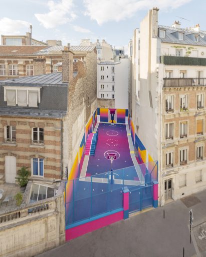 Colourful Paris basketball court, Paris, by Pigalle Duperré