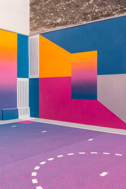 Colourful Paris basketball court, Paris, by Pigalle Duperré