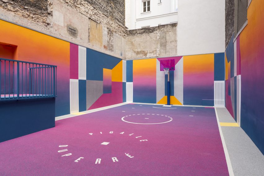 Colourful Paris basketball court, Paris, by Pigalle Duperré