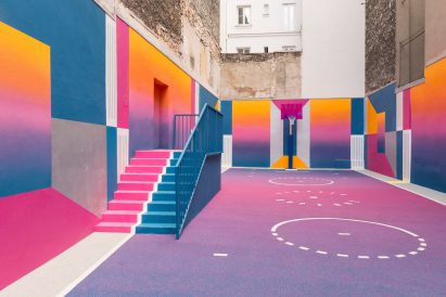 Colourful Paris basketball court, Paris, by Pigalle Duperré