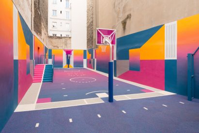 Colourful Paris basketball court, Paris, by Pigalle Duperré