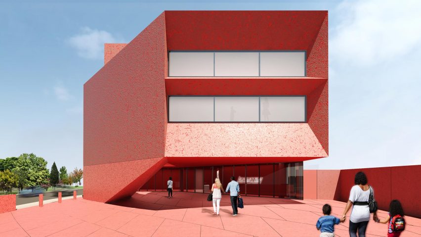 Construction starts on David Adjaye’s crimson concrete art museum in Texas